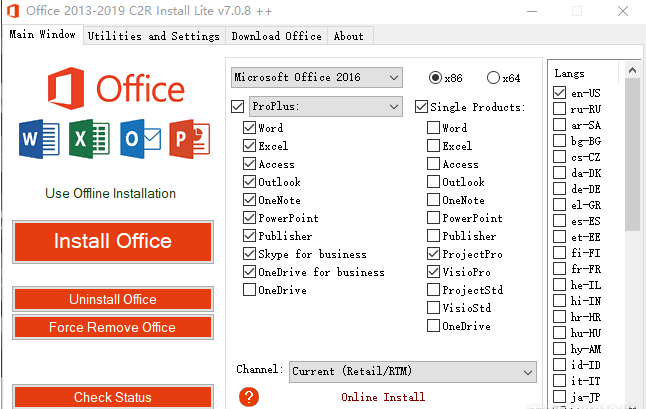 Office部署工具----Office 2013-2019 C2R Install 7.0.8 正式版+单文件版-第2张图片-云起资源网